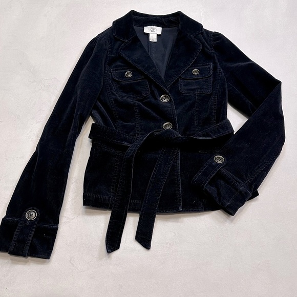 LOFT Jackets & Blazers - Loft Brushed Corduroy Navy Blue Belted Blazer Size 0P‎